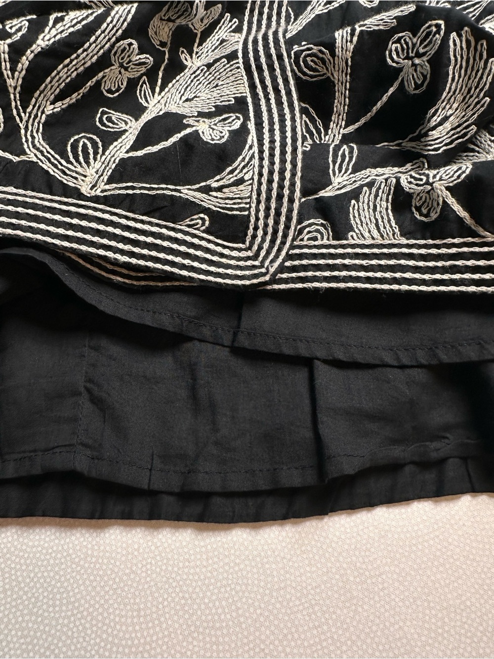 Studio M Petite Black White Embroidered Cotton Sundress SP Tie Waist Boho Sash - Picture 7 of 10